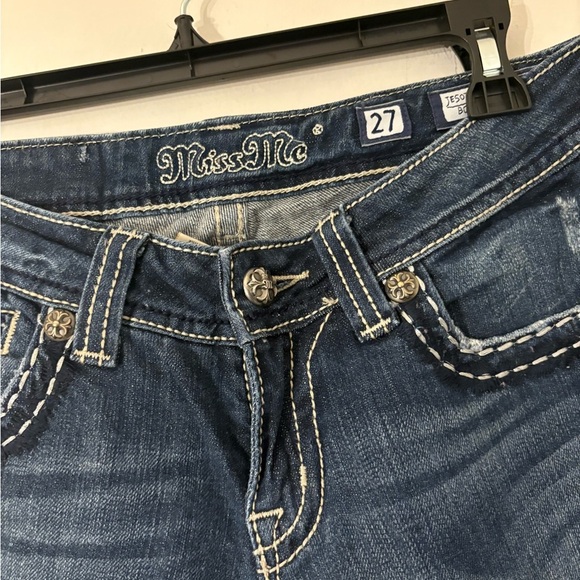 MISS ME dark wash bootcut jeans size 27 bedazzled pockets - Picture 3 of 4